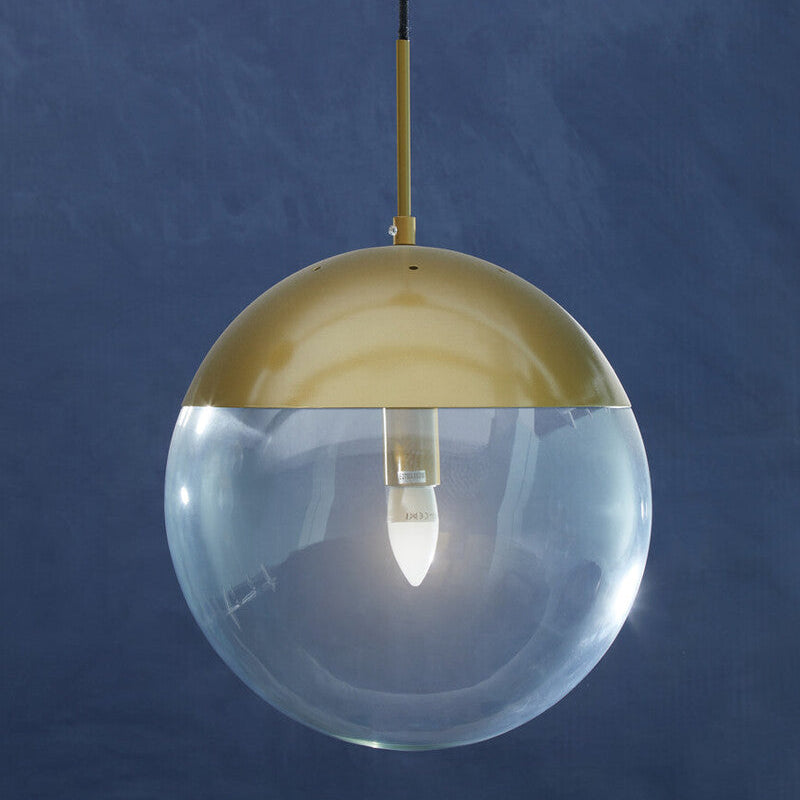 Gold Finish Pendant Light with Clear Glass Globe