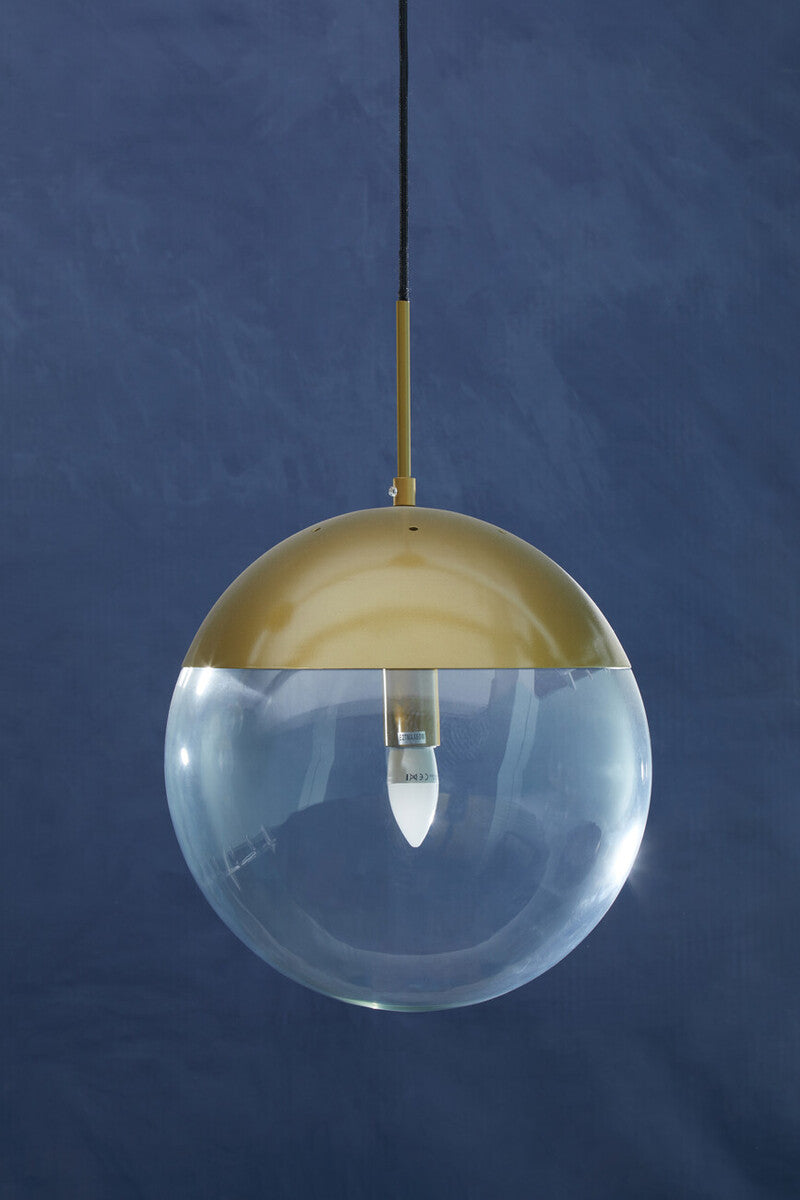 Gold Finish Pendant Light with Clear Glass Globe