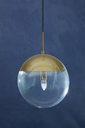Gold Finish Pendant Light with Clear Glass Globe