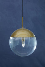 Gold Finish Pendant Light with Clear Glass Globe