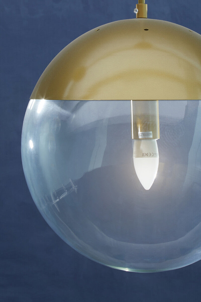Gold Finish Pendant Light with Clear Glass Globe