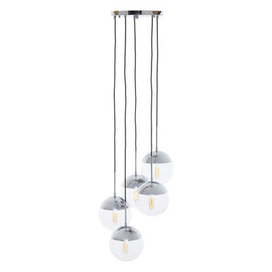 Chrome Finish Five Pendant Lights