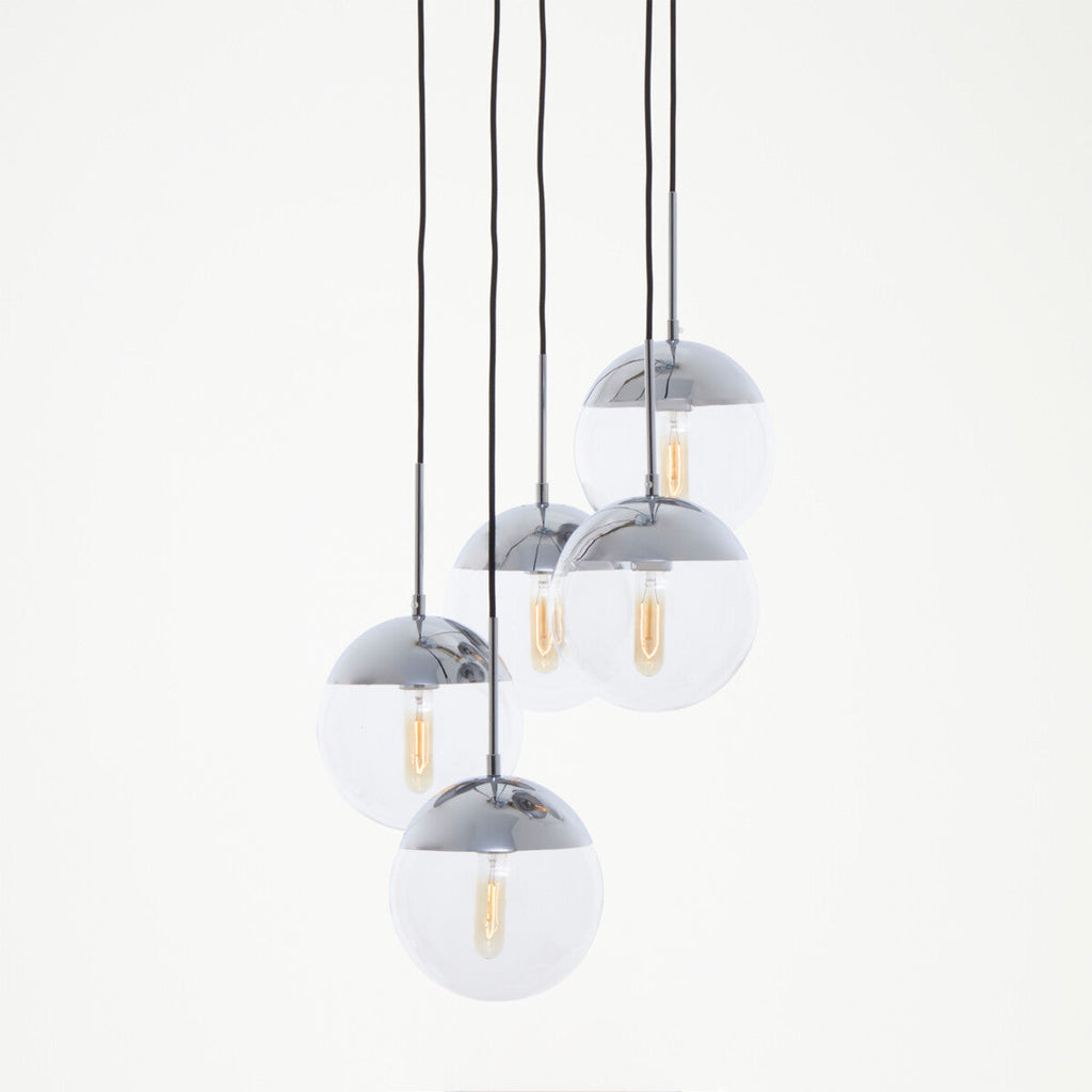 Chrome Finish Five Pendant Lights