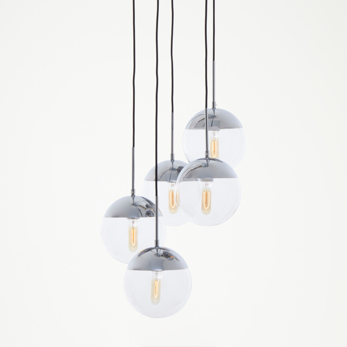 Chrome Finish Five Pendant Lights