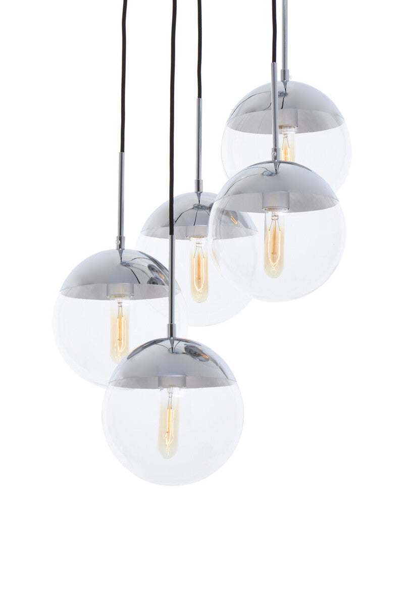 Chrome Finish Five Pendant Lights