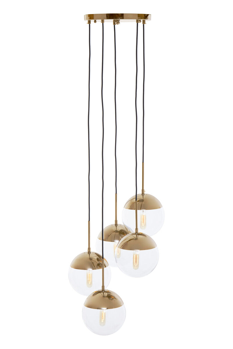 Gold Finish Five Pendant Lights