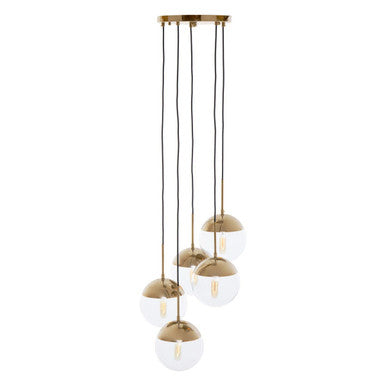 Gold Finish Five Pendant Lights