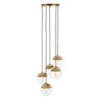 Gold Finish Five Pendant Lights