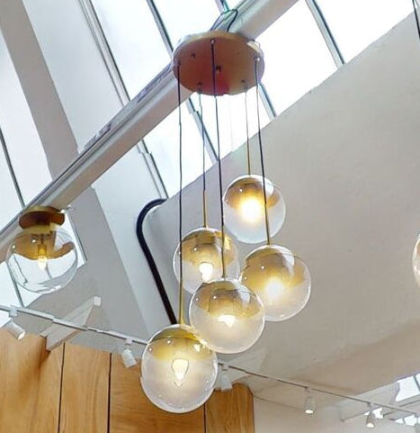 Gold Finish Five Pendant Lights