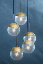 Gold Finish Five Pendant Lights