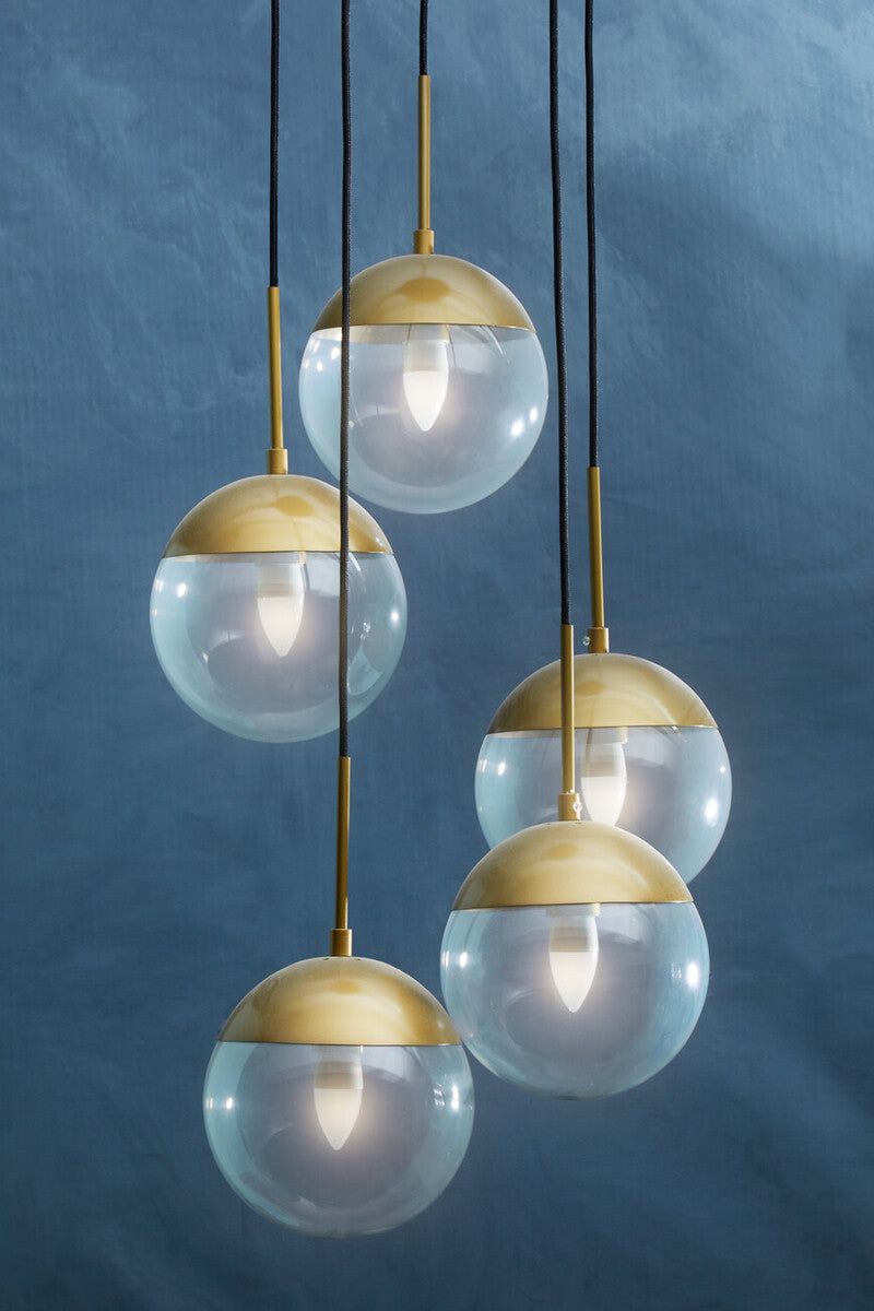 Gold Finish Five Pendant Lights