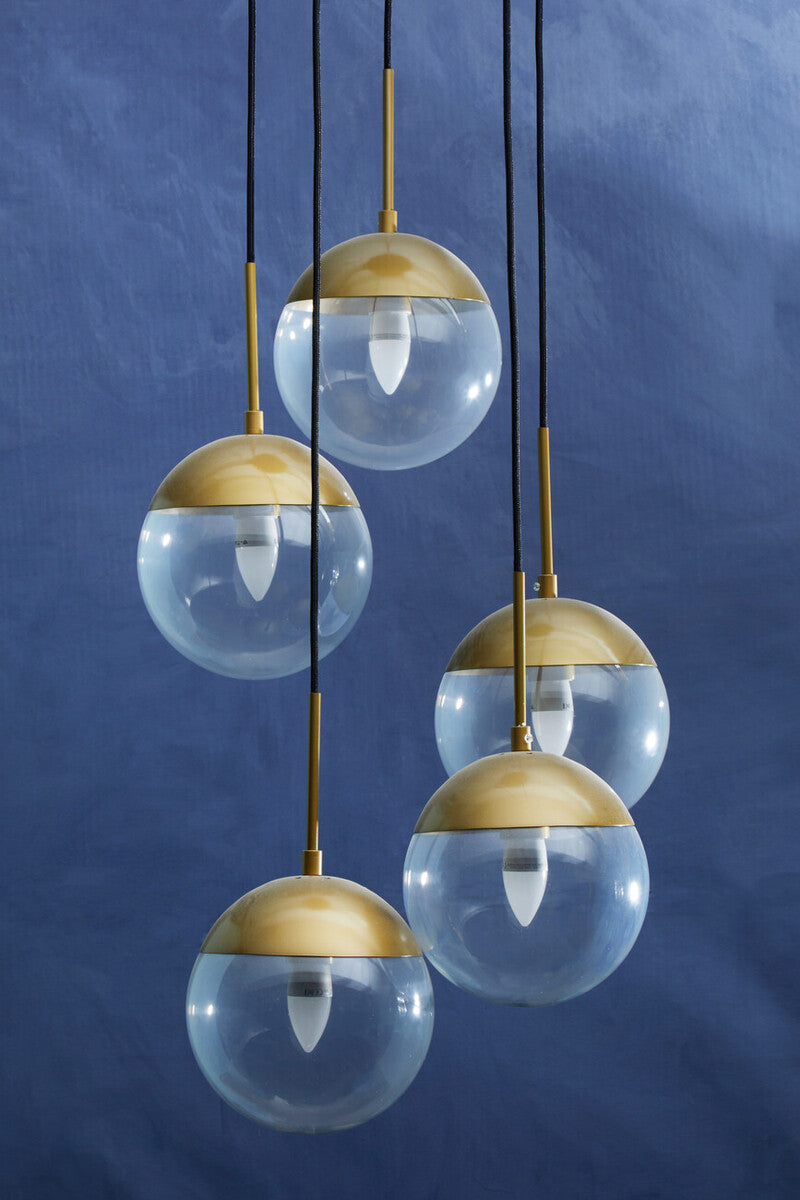 Gold Finish Five Pendant Lights
