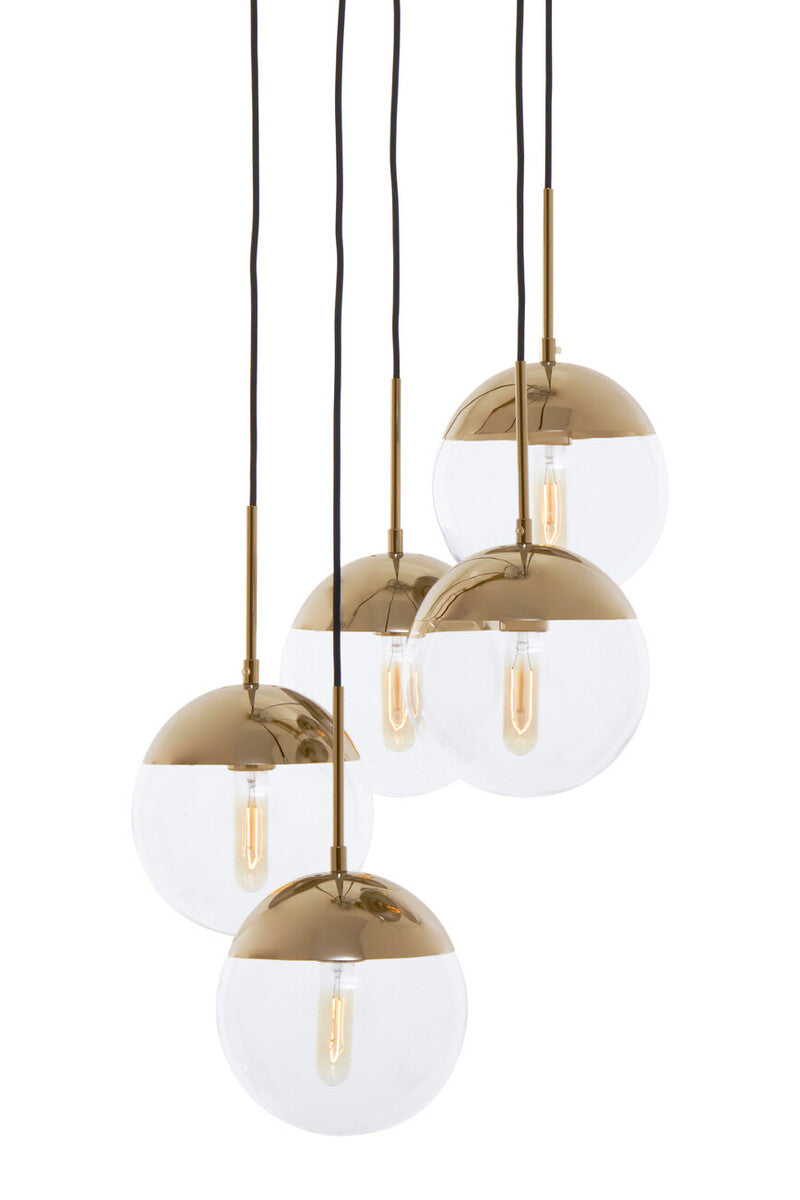 Gold Finish Five Pendant Lights