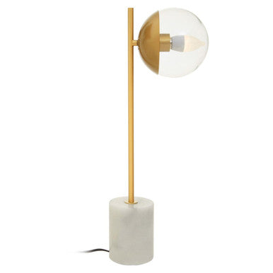Gold Finish Metal Table Lamp with White Marble Base