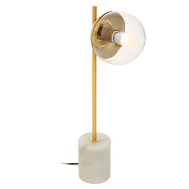 Gold Finish Metal Table Lamp with White Marble Base