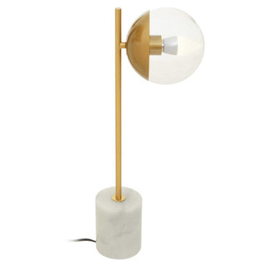 Gold Finish Metal Table Lamp with White Marble Base