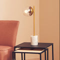 Gold Finish Metal Table Lamp with White Marble Base