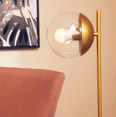 Gold Finish Metal Table Lamp with White Marble Base