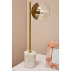 Gold Finish Metal Table Lamp with White Marble Base
