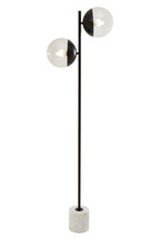 Two Light Black Floor Lamp with Marble Base