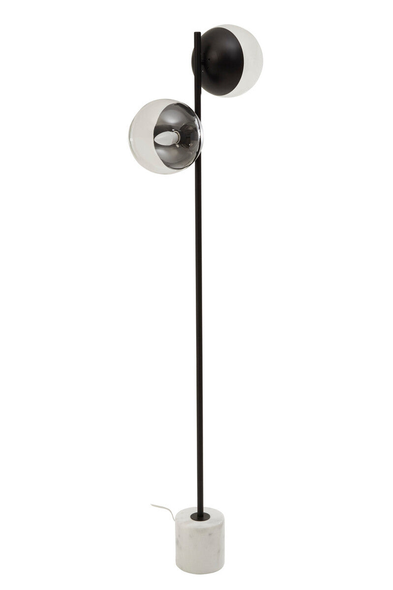 Two Light Black Floor Lamp with Marble Base
