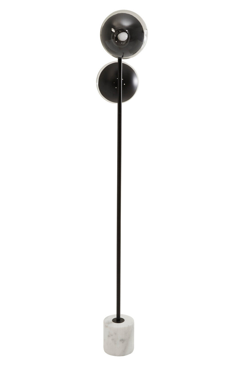 Two Light Black Floor Lamp with Marble Base