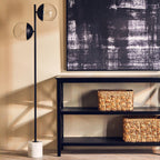 Two Light Black Floor Lamp with Marble Base