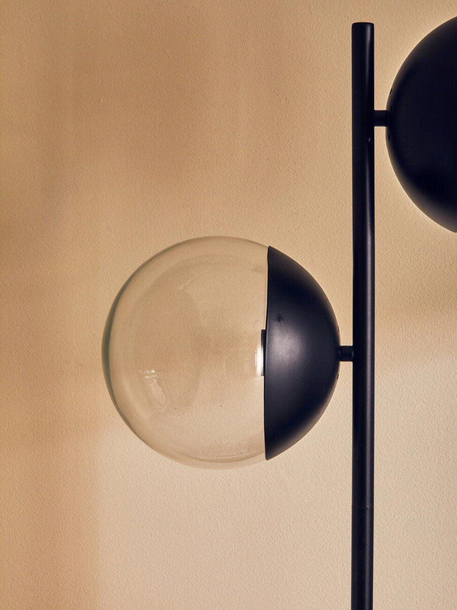 Two Light Black Floor Lamp with Marble Base