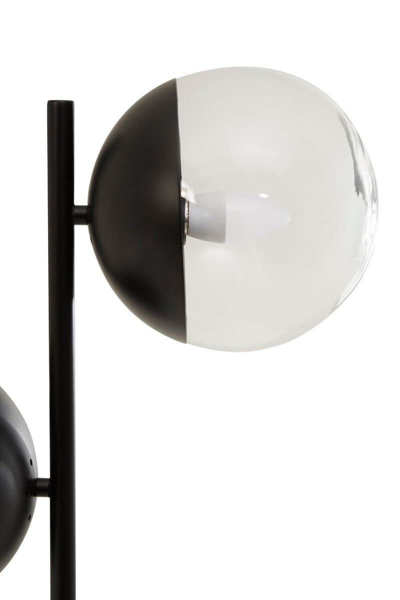 Two Light Black Floor Lamp with Marble Base