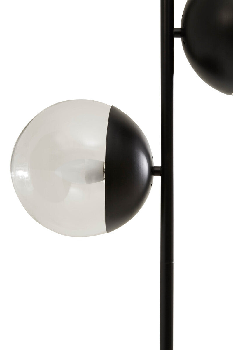 Two Light Black Floor Lamp with Marble Base