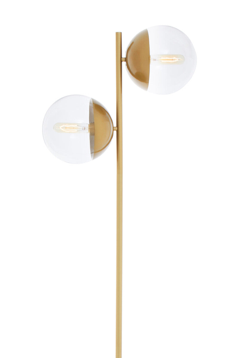 Two Light Gold Finish Floor Lamp