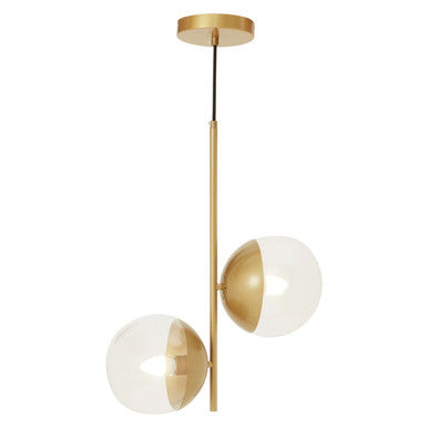 Gold Finish Pendant Light with Two Glass Shades