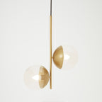 Gold Finish Pendant Light with Two Glass Shades