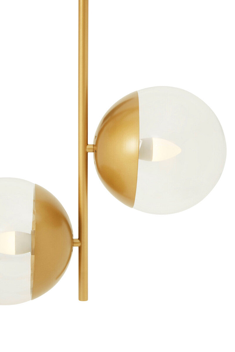 Gold Finish Pendant Light with Two Glass Shades