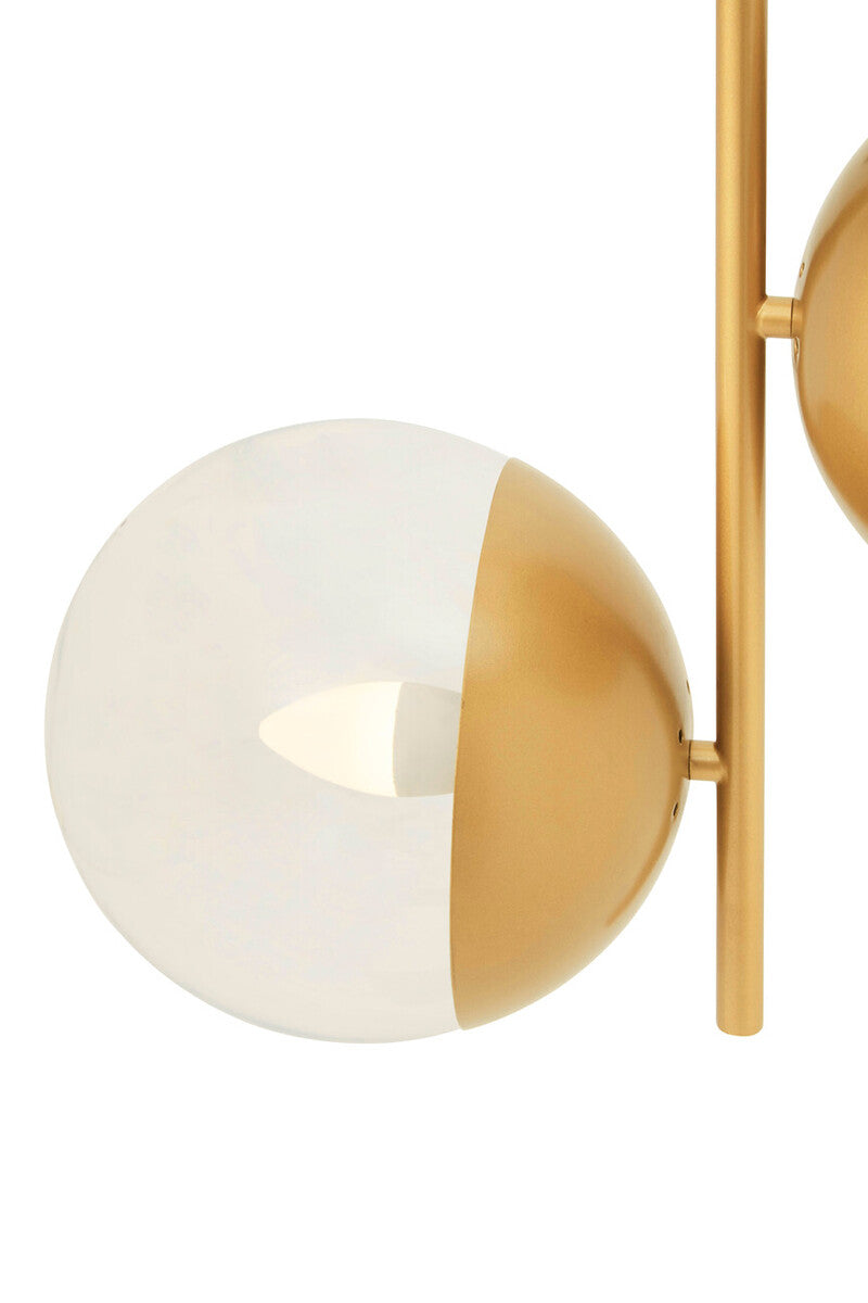 Gold Finish Pendant Light with Two Glass Shades