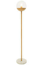 Gold Finish Metal Floor Lamp with White Marble Base