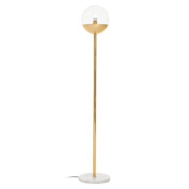 Gold Finish Metal Floor Lamp with White Marble Base