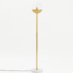 Gold Finish Metal Floor Lamp with White Marble Base
