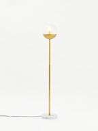 Gold Finish Metal Floor Lamp with White Marble Base