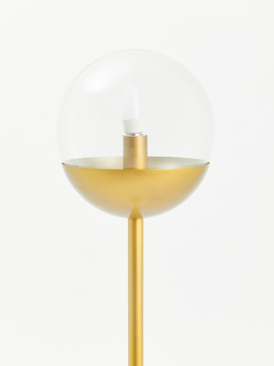 Gold Finish Metal Floor Lamp with White Marble Base