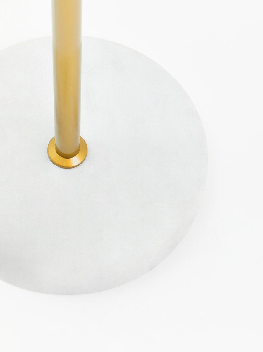 Gold Finish Metal Floor Lamp with White Marble Base