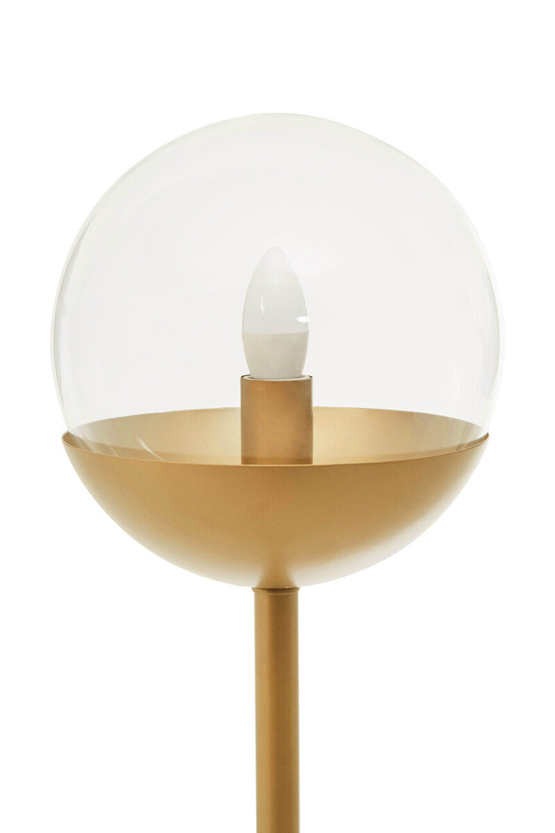 Gold Finish Metal Floor Lamp with White Marble Base
