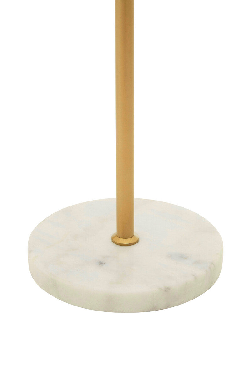 Gold Finish Metal Floor Lamp with White Marble Base