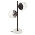 Two Light Black Metal and Marble Table Lamp