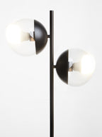 Two Light Black Metal and Marble Table Lamp