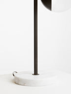 Two Light Black Metal and Marble Table Lamp