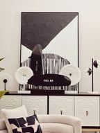 Two Light Black Metal and Marble Table Lamp