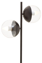 Two Light Black Metal and Marble Table Lamp