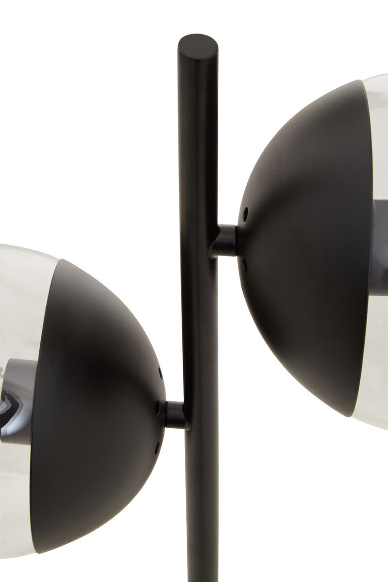 Two Light Black Metal and Marble Table Lamp