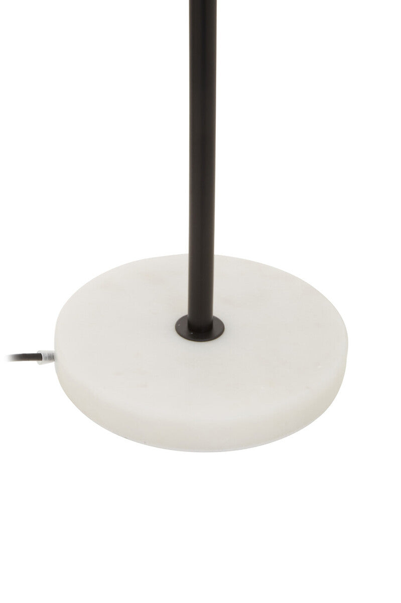 Two Light Black Metal and Marble Table Lamp